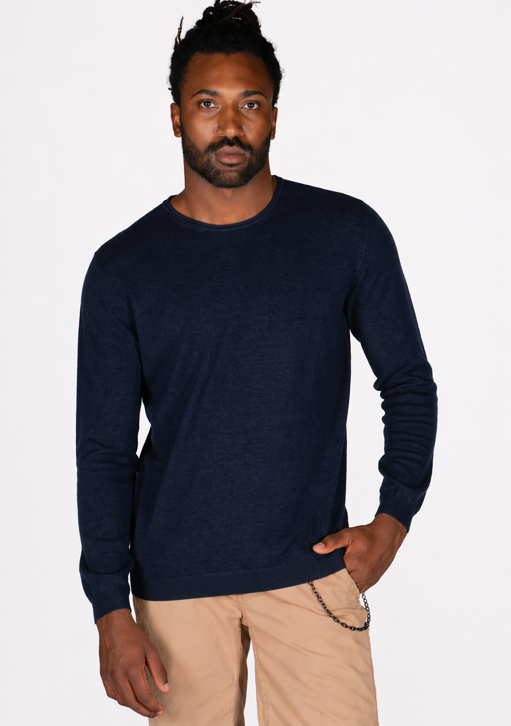 Off.413.AFE6ML010359U - NAVY LINEN JUMPER